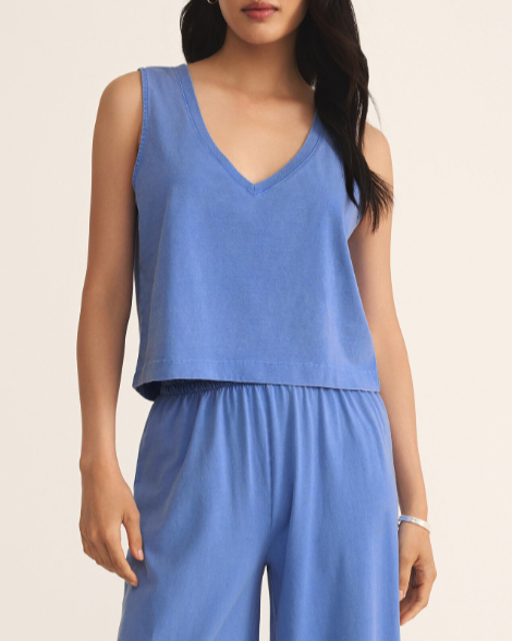 Sloane V-Neck Top - Bay Blue