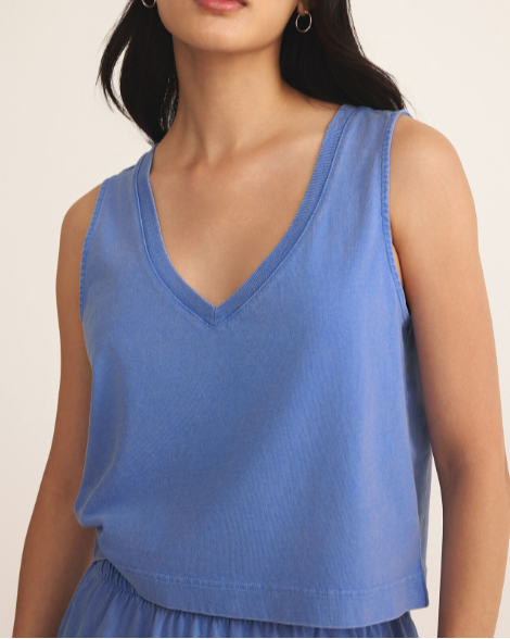 Sloane V-Neck Top - Bay Blue