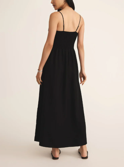 Bayside Linen Maxi Dress - Black