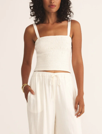 Amelie Linen Top - White