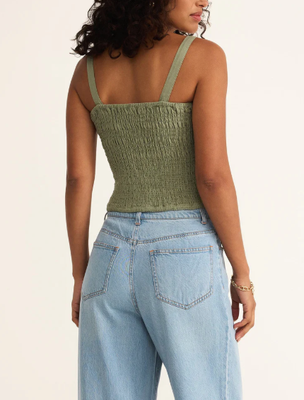 Amelie Linen Top - Avocado