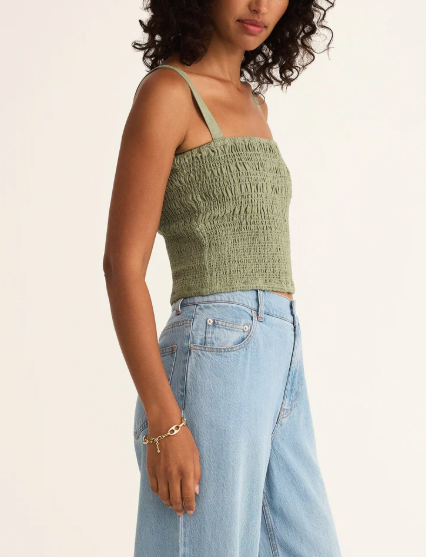 Amelie Linen Top - Avocado