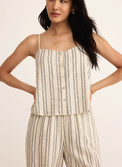 Savoy Stripe Tank - Sea Salt