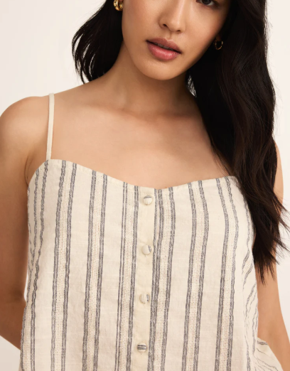 Savoy Stripe Tank - Sea Salt