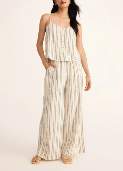 Savoy Stripe Tank - Sea Salt