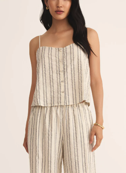 Savoy Stripe Tank - Sea Salt