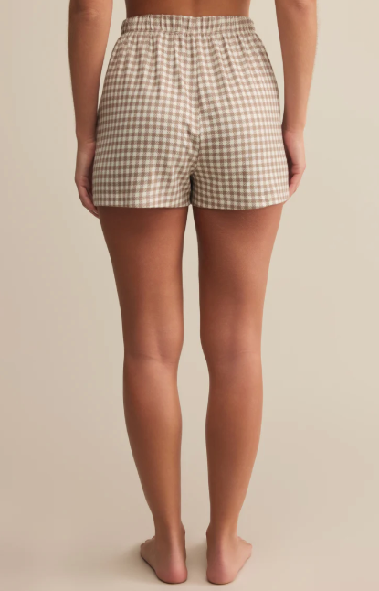 Maddie Gingham Short - Iced Coffee