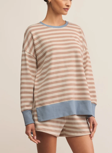 Layer Up Stripe Sweatshirt - Evening Sand