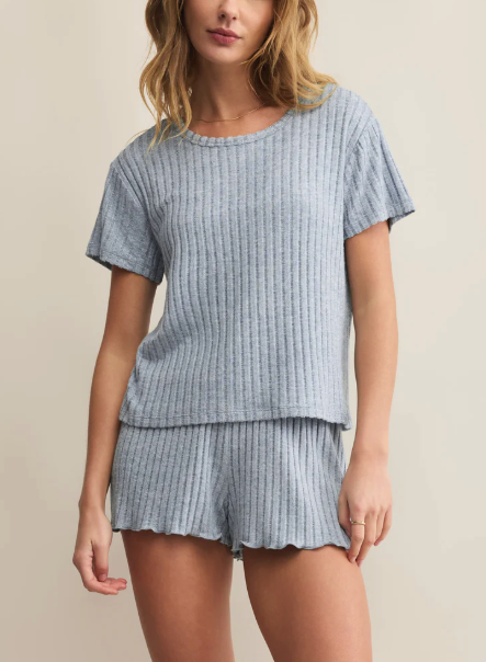 Kara Rib Tee - Light Denim