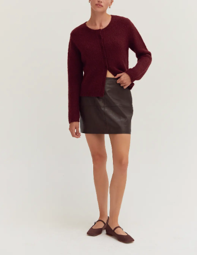 Vianna Vegan Leather Column Mini Skirt