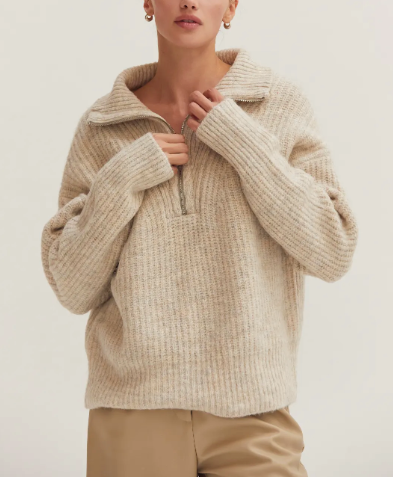 Jae Half-Zip Funnel Neck Sweater