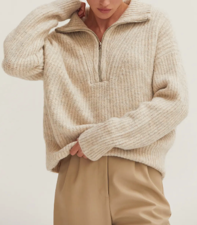 Jae Half-Zip Funnel Neck Sweater