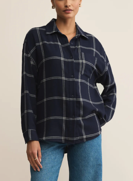 River Plaid Button Up - Blue Sapphire
