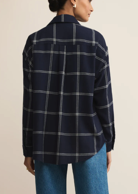River Plaid Button Up - Blue Sapphire