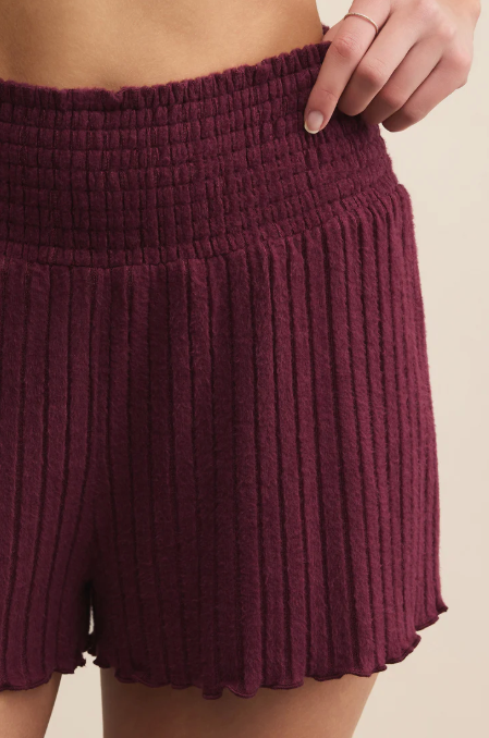 Dawn Smocked Rib Short - Merlot