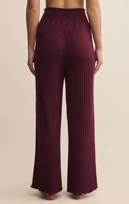 Dawn Silky Rib Smocked Pant - Merlot
