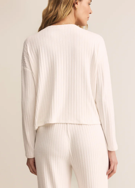 Mara Silky Rib Cardigan - Vanilla Ice