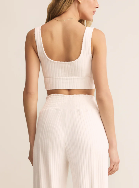 Zoe Silky Rib Tank Bra - Vanilla Ice