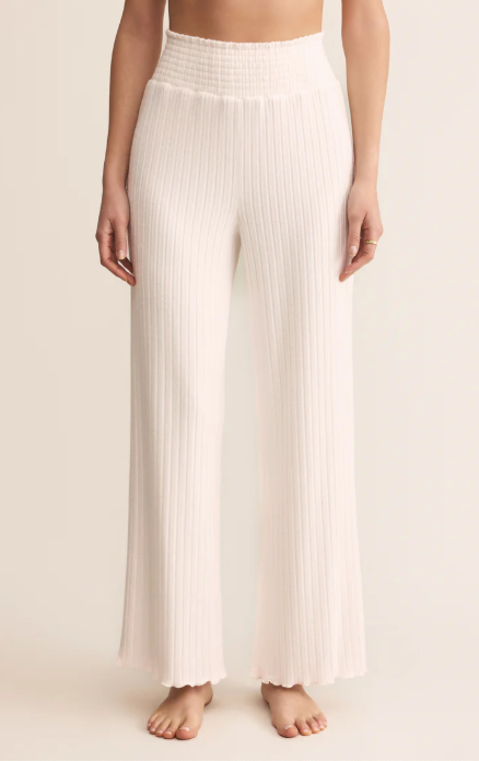 Dawn Silky Rib Smocked Pant - Vanilla Ice