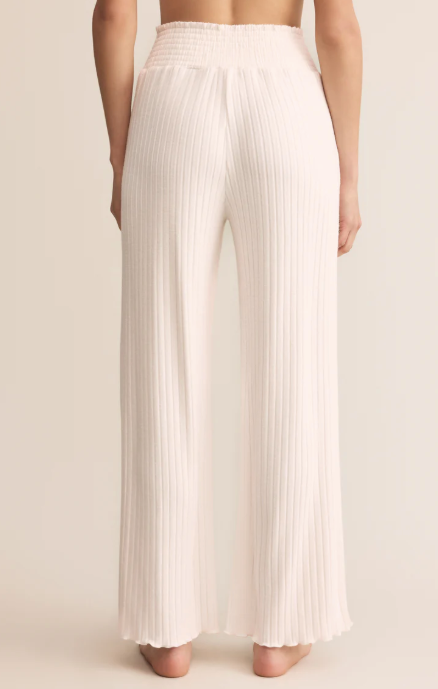 Dawn Silky Rib Smocked Pant - Vanilla Ice