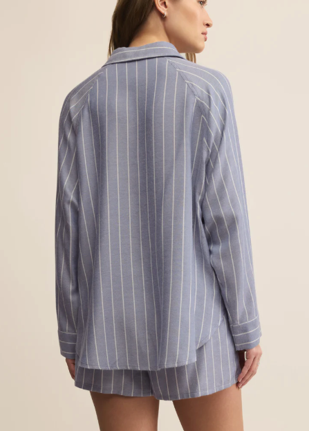 River Plaid Button Up - Blue Velvet
