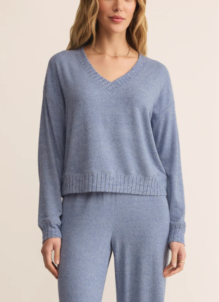 Courtney Long Sleeve Top - Blue Velvet