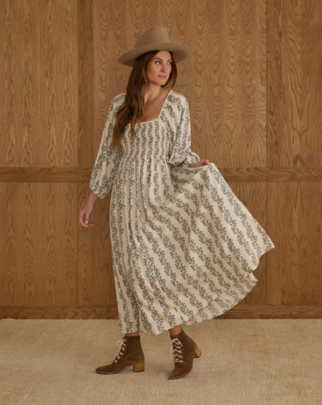 Della Dress - Green Vines