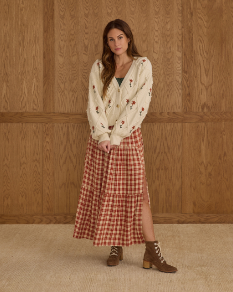 Boxy Crop Cardigan - Winter Daisy