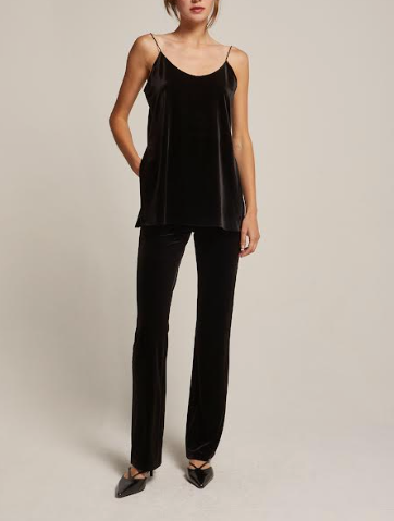 Sahar Velvet Cami Top with Side Slits