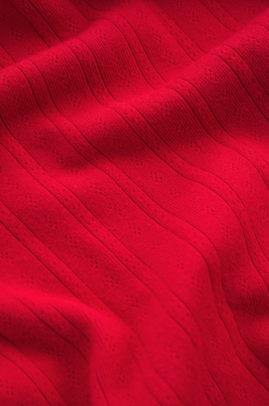 Holly Pointelle Long Sleeve - Festive Red