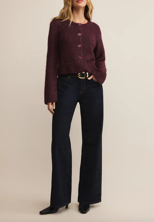 Breen Crop Cardigan - Merlot