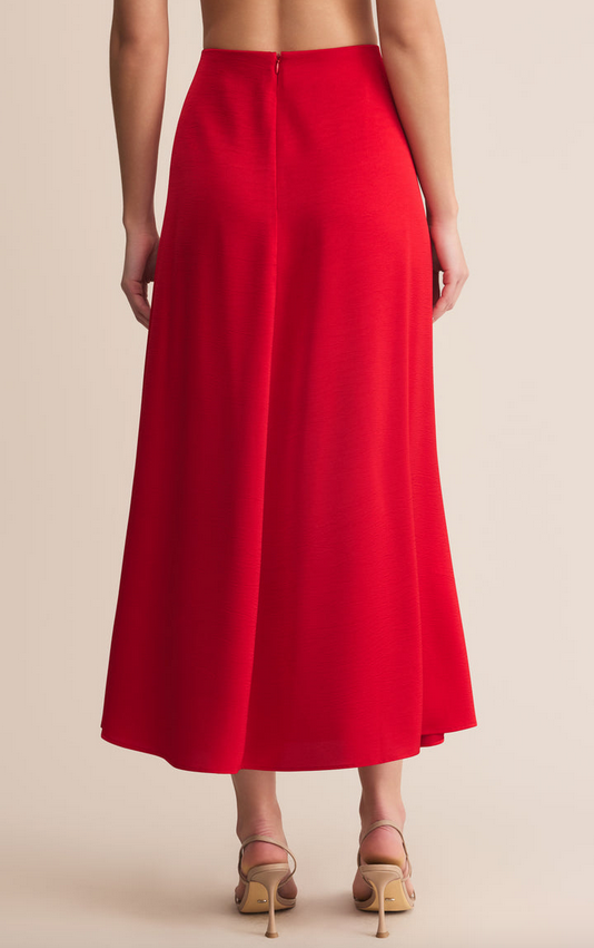 Northpointe Satin Midi Skirt - Festive Red