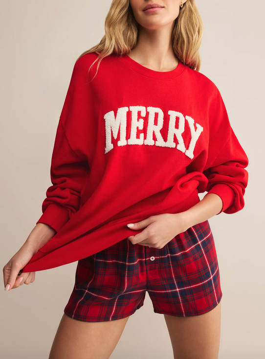 Very Merry Sunday Sweatshirt - Festive Red