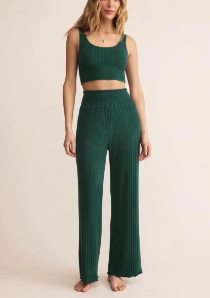 Dawn Smocked Rib Pant - Mistletoe