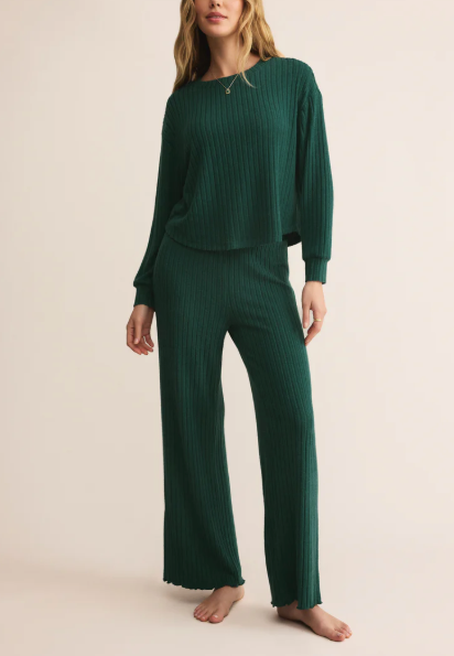 Elfie Rib Long Sleeve Top - Mistletoe