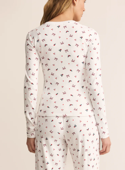 Holly Pointelle Long Sleeve Top - White