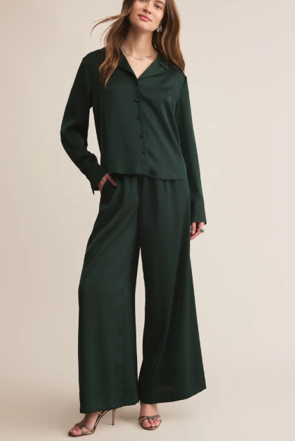 Ana Satin Top - Garland Green