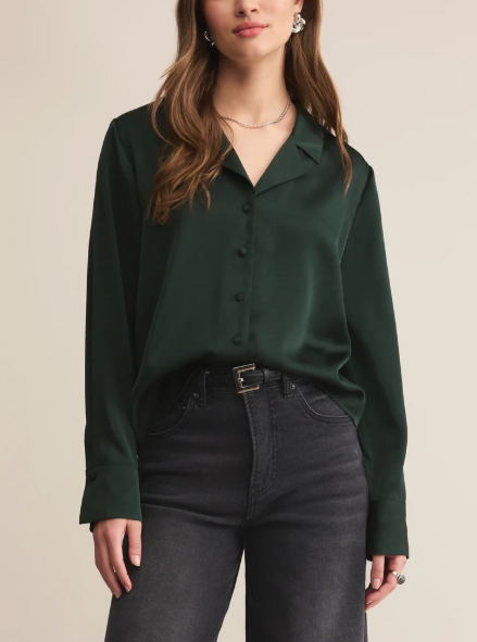 Ana Satin Top - Garland Green