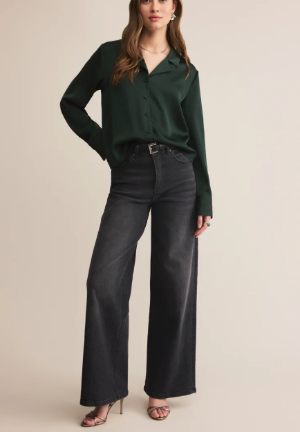 Ana Satin Top - Garland Green