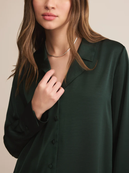 Ana Satin Top - Garland Green