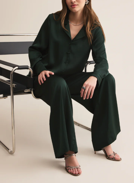 Ana Satin Top - Garland Green