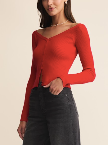 Jovy Sweater Top - Festive Red