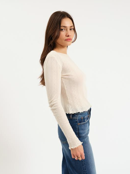 Waverly Pointelle Crewneck Tee - Cloud Dancer