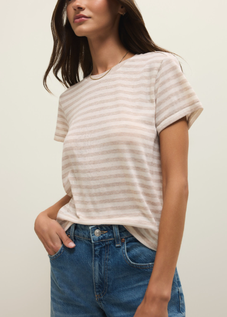 Tourist Striped Tee - Natural Heather