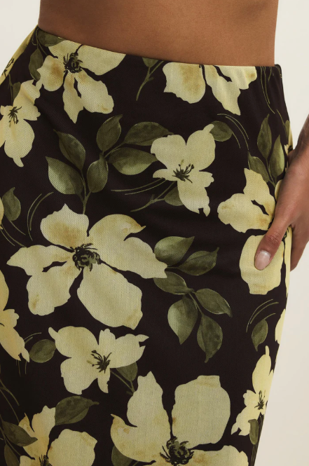 Eda Ren Floral Mesh Midi Skirt