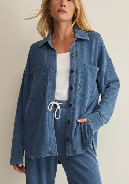 All Day Knit Denim Jacket  - Calypso Blue Indigo