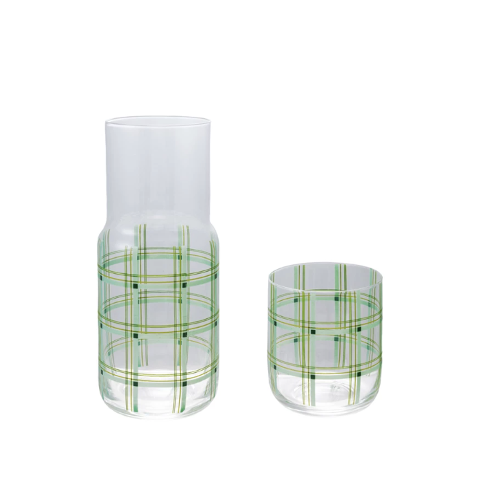 Plaid Glass Carafe Set