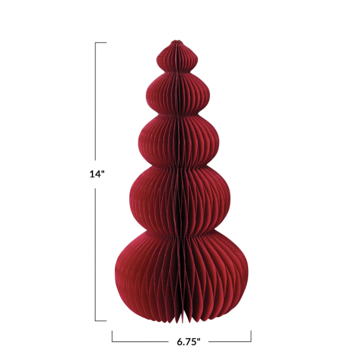 Red Honeycomb Paper Tree - 14"