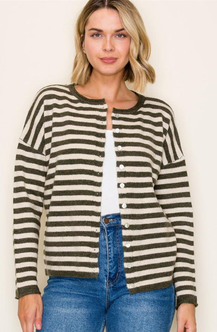 Olive You Striped Cardigan