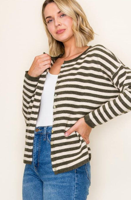 Olive You Striped Cardigan